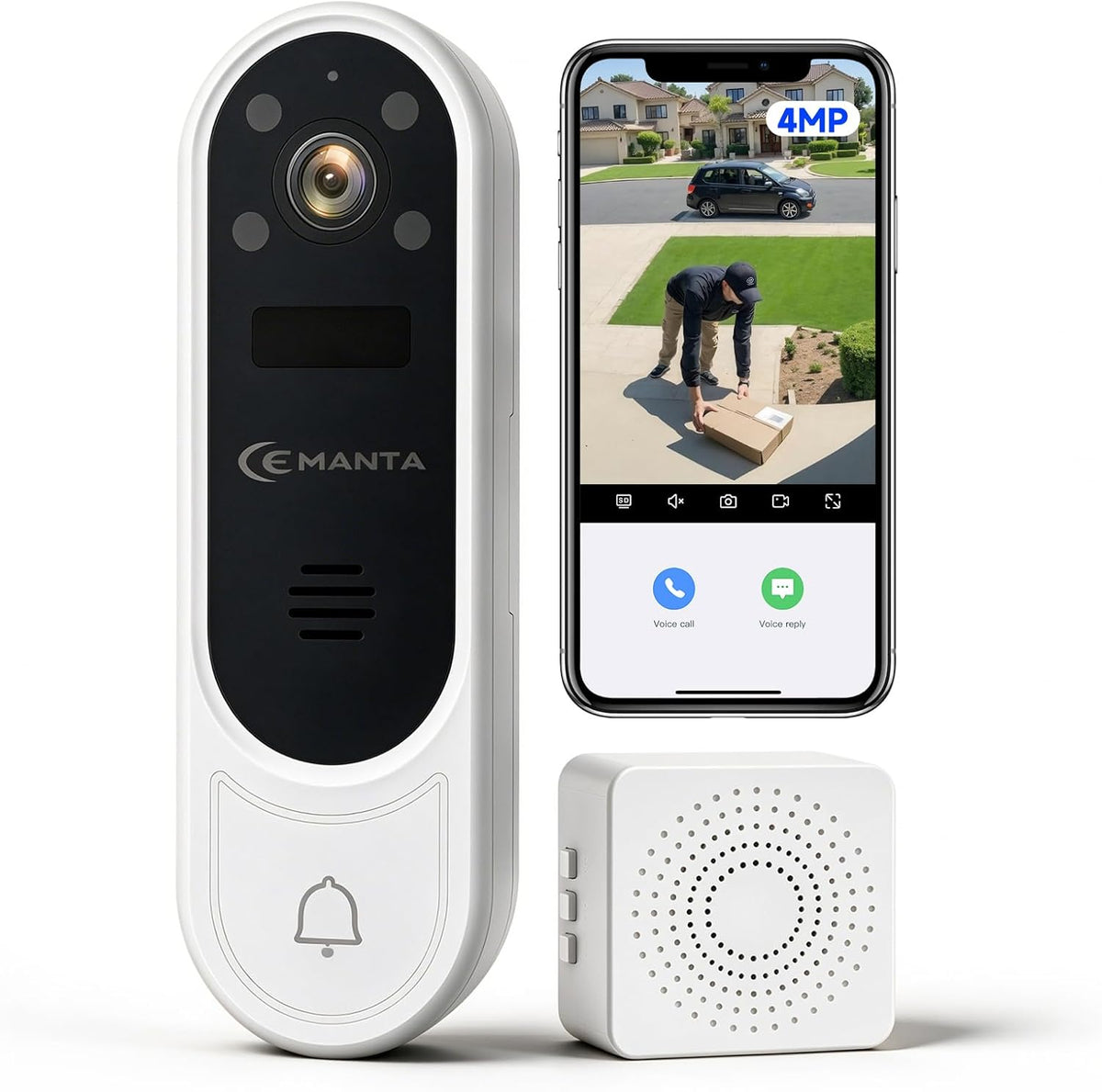 2.5K Video Doorbell Camera Wireless with Chime,Free Cloud Storage