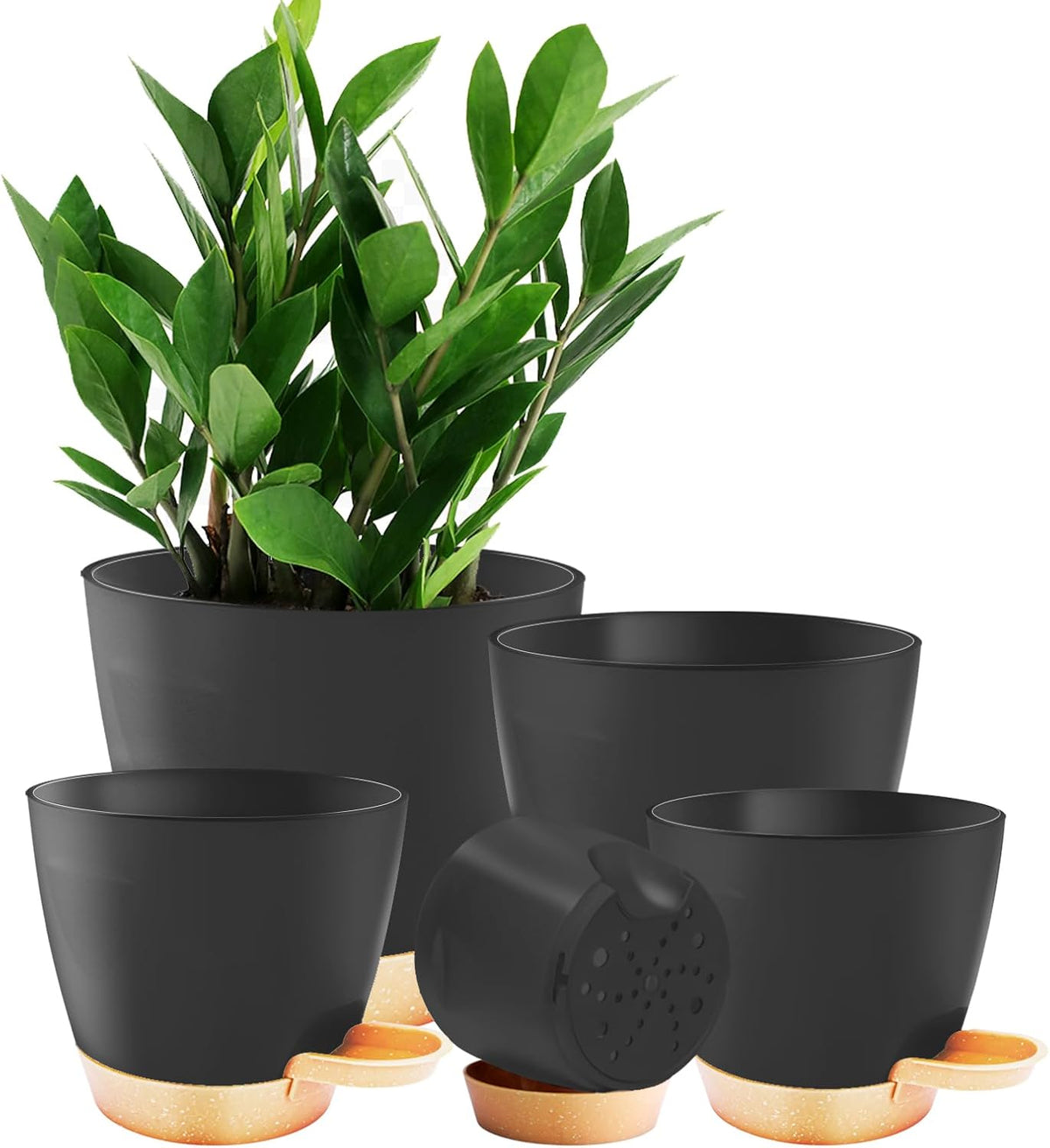 Self Watering Planter Pots for Plants, 5-Pack 7/6.5/6/5.5/5 In