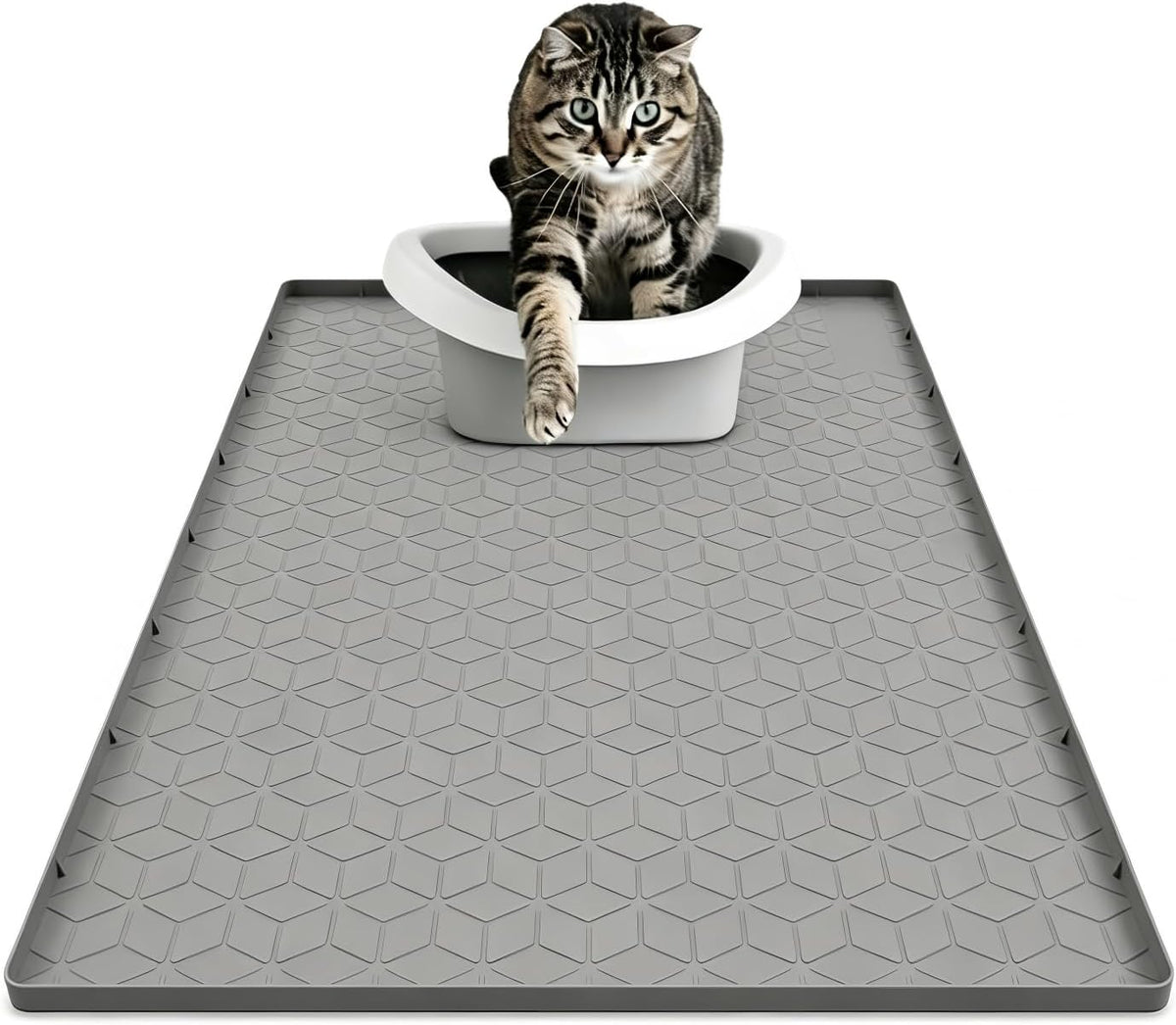 Cat Litter Mat 34" X 22", Washable Silicone Litter Box Mat