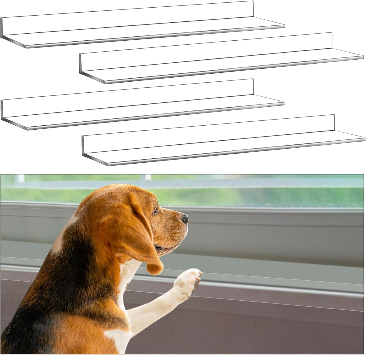 Wenqik 2 Pcs Window Sill Protector from Dog 14.75 '' X 3.25'' Cat Scratching Width Strong Transparent Protection against Dog Claw Chewing Window Sill Protector for Plants