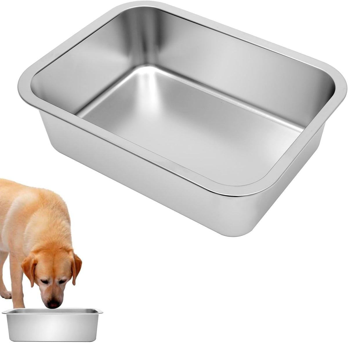 Kichwit 1.8 Gallons Large Dog Bowl, Stainless Steel Pan
