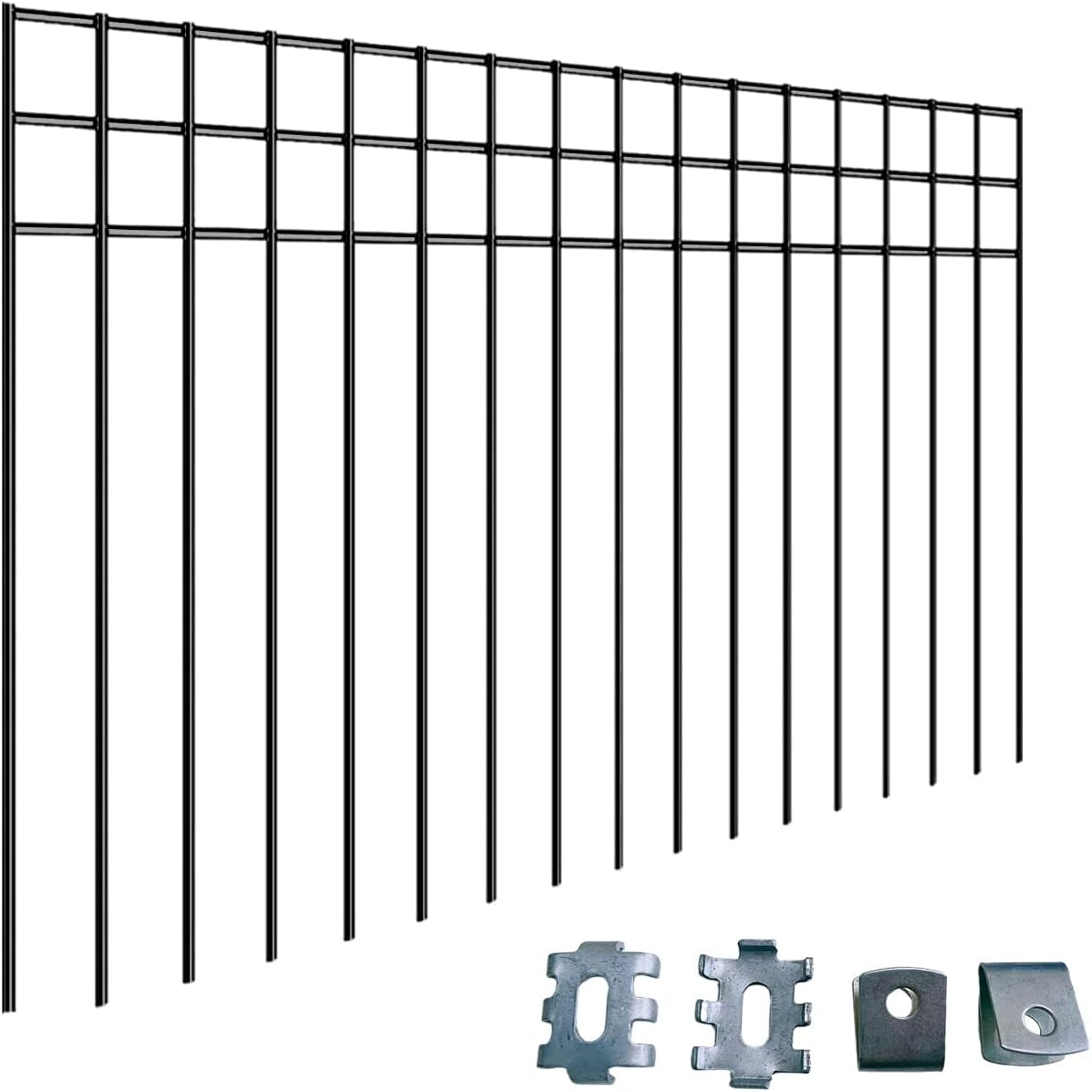 24X15-Inch No Dig Animal Barrier Fence, 10 Pack Black Dig Protective Fence with 1.5 Inch Spike Spacing, Dog/Rabbit/Groundhog Underground Defence, for Outdoor Garden Patio