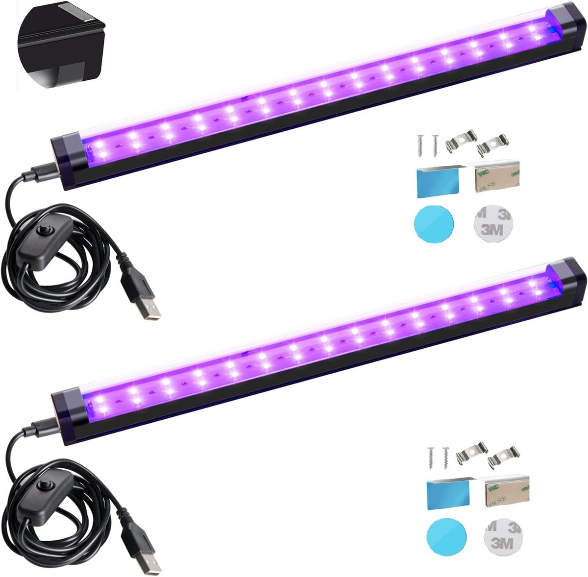UV Black Light Bar 1Ft LED Blacklight Strip Lights for Fluorescent Tapestry
