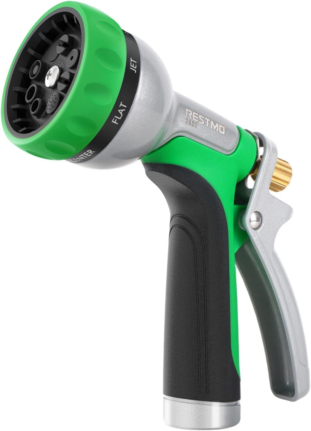 RESTMO Garden Hose Nozzle Heavy Duty, Rear Trigger Water Sprayer, Green