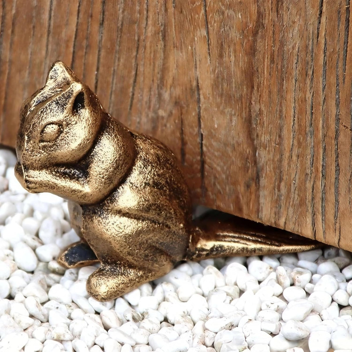 Decorative Door Stop,Squirrel Door Stoppers,Heavy Duty Cute Door Stopper Cast Iron for Security (Retro Gold)