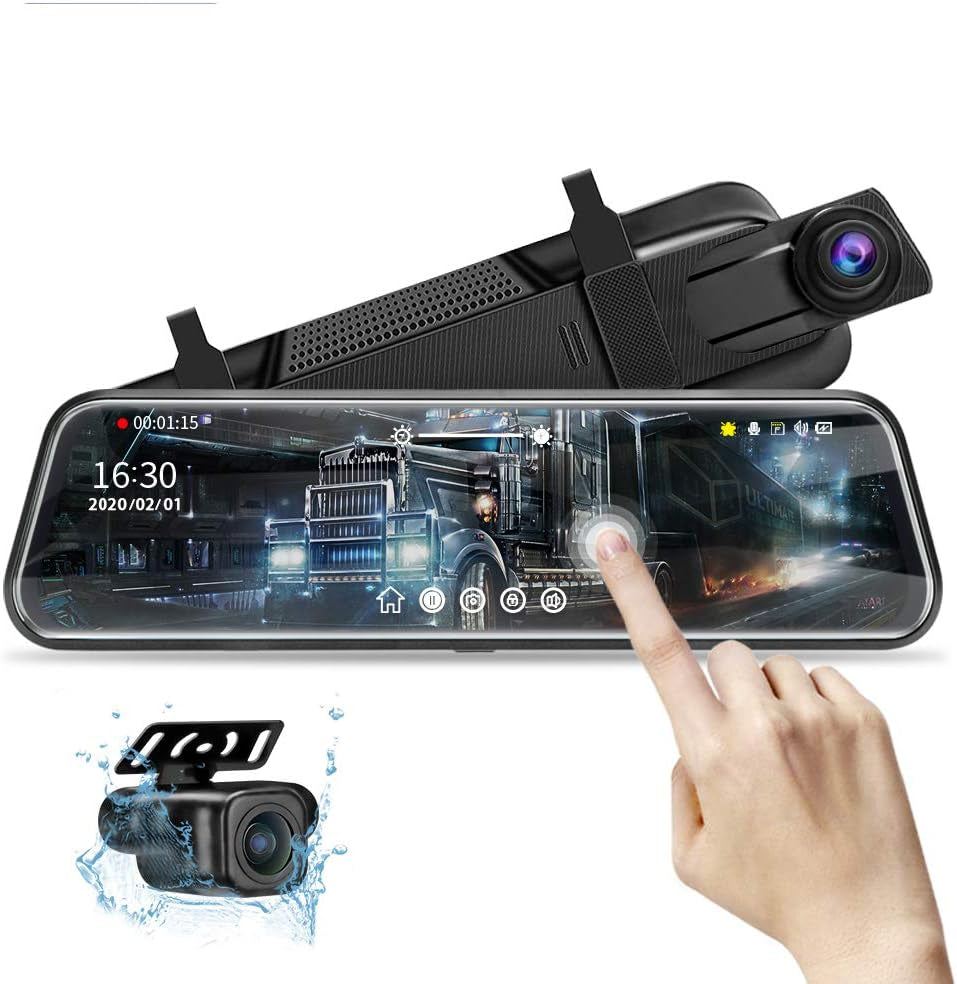 10’’ Mirror Dash Cam Front and Rear View Mirror Camera Night Vision for Car
