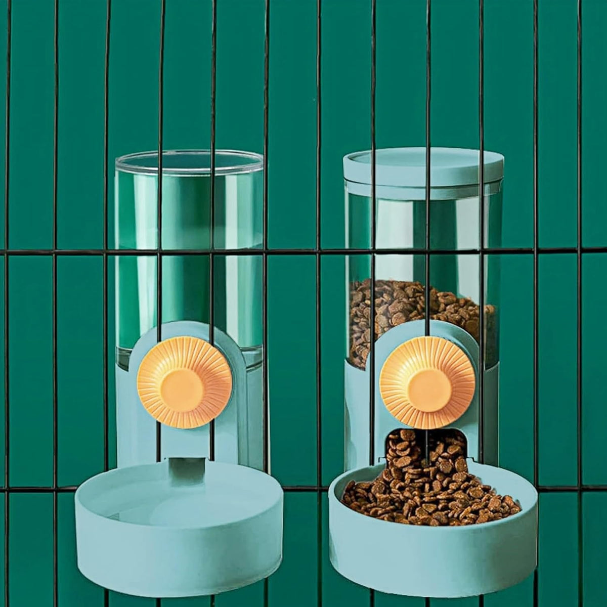 Hanging Pet Feeder Waterer - Rabbit Cage Gravity Bowl 2-In-1
