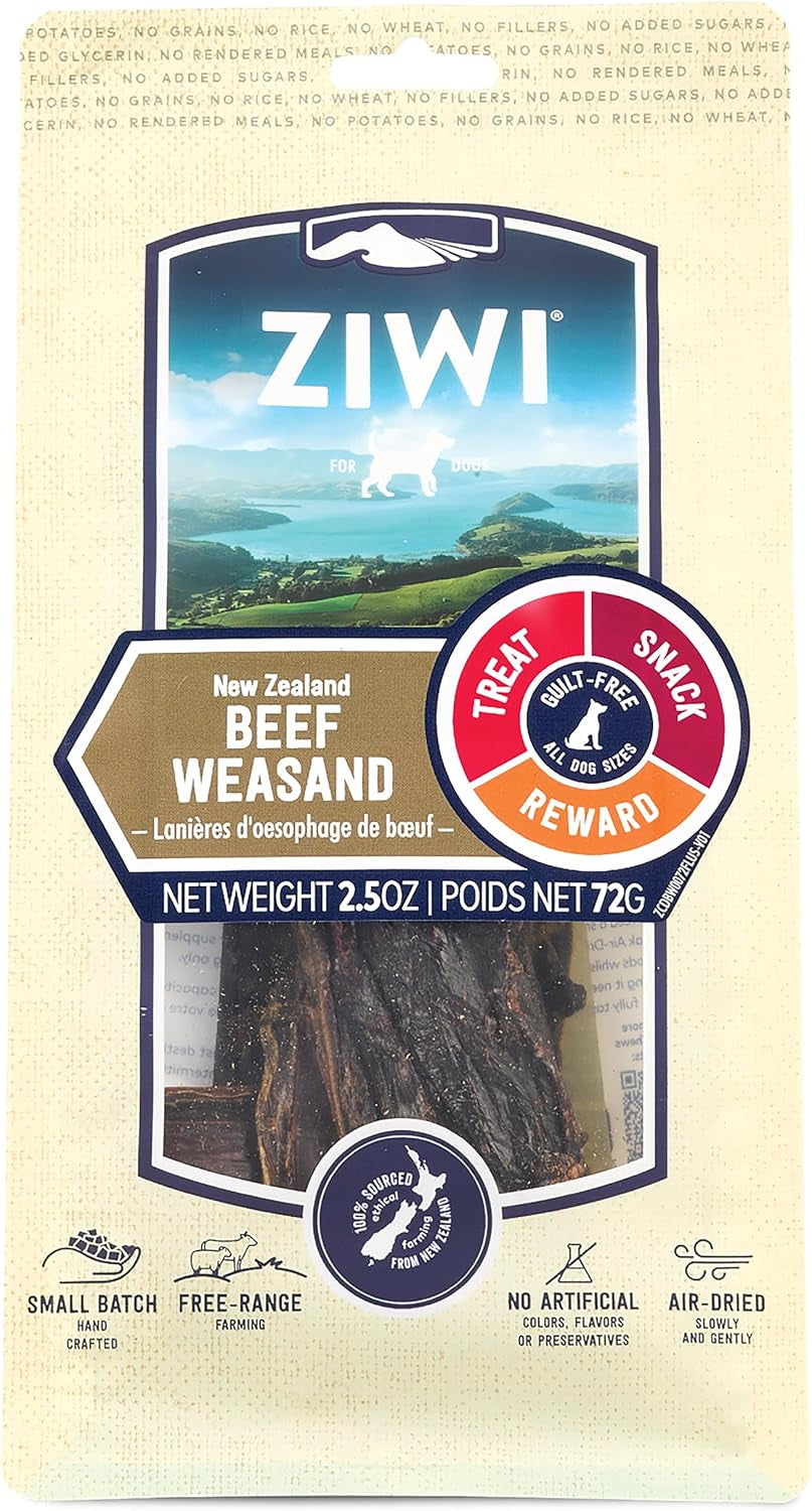 ZIWI Beef Weasand Dog Treats & Chews, Single Protein, Air-Dried, 2.5 Oz