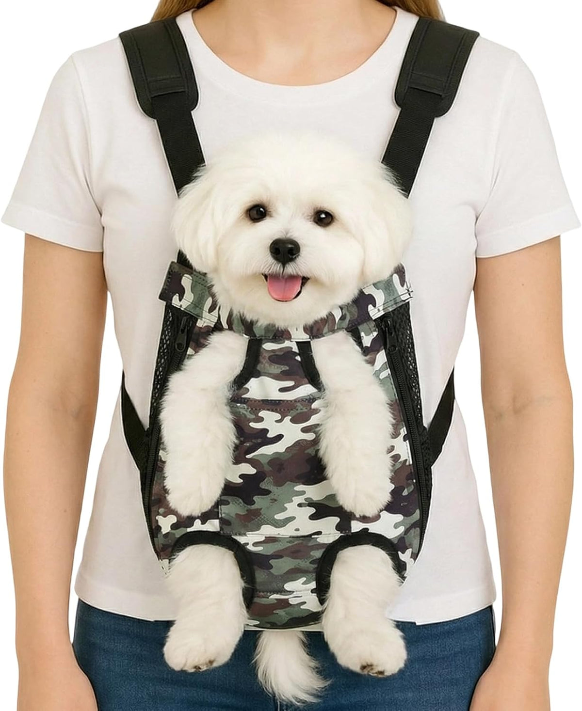 Mosago Dog Backpack Carrier, Front Chest Carrier for Small Dogs, Camo, XL