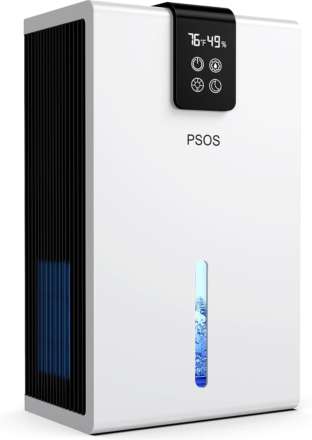 PSOS Dehumidifier for Home, 98 OZ Water Tank, (1000 Sq.Ft) Dehumidifier for Basement Bedroom Bathroom with Intelligent Humidity Monitoring, Auto Shut off & Relaxing 7 Color Ambient Light