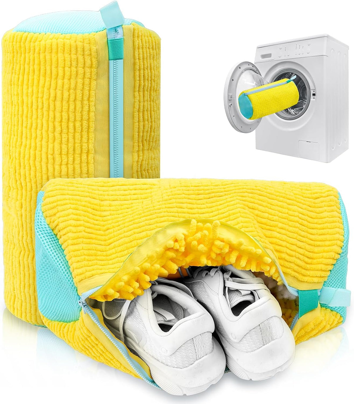 Shoe Washing Machine Bag – Reusable Laundry Shoe Bag for Sneakers, Running Shoes & White Shoes, Helps Protect against Deformation, Scratches & Washer Damage(Yellow 2Pcs)