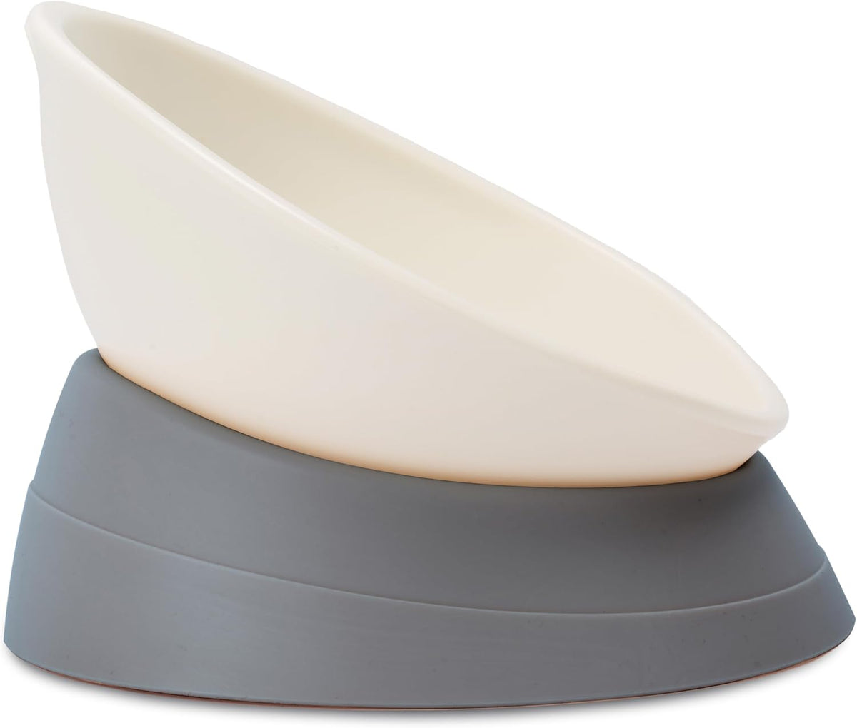 French Bulldog Food Bowl- Slanted Tilted Pug Food Water Bowl,Cat Bowl- Feeder for Frenchie/Shih Tzu/Flat Faced Small Dogs/Puppies/Cats (Grey, M-2 Cup)