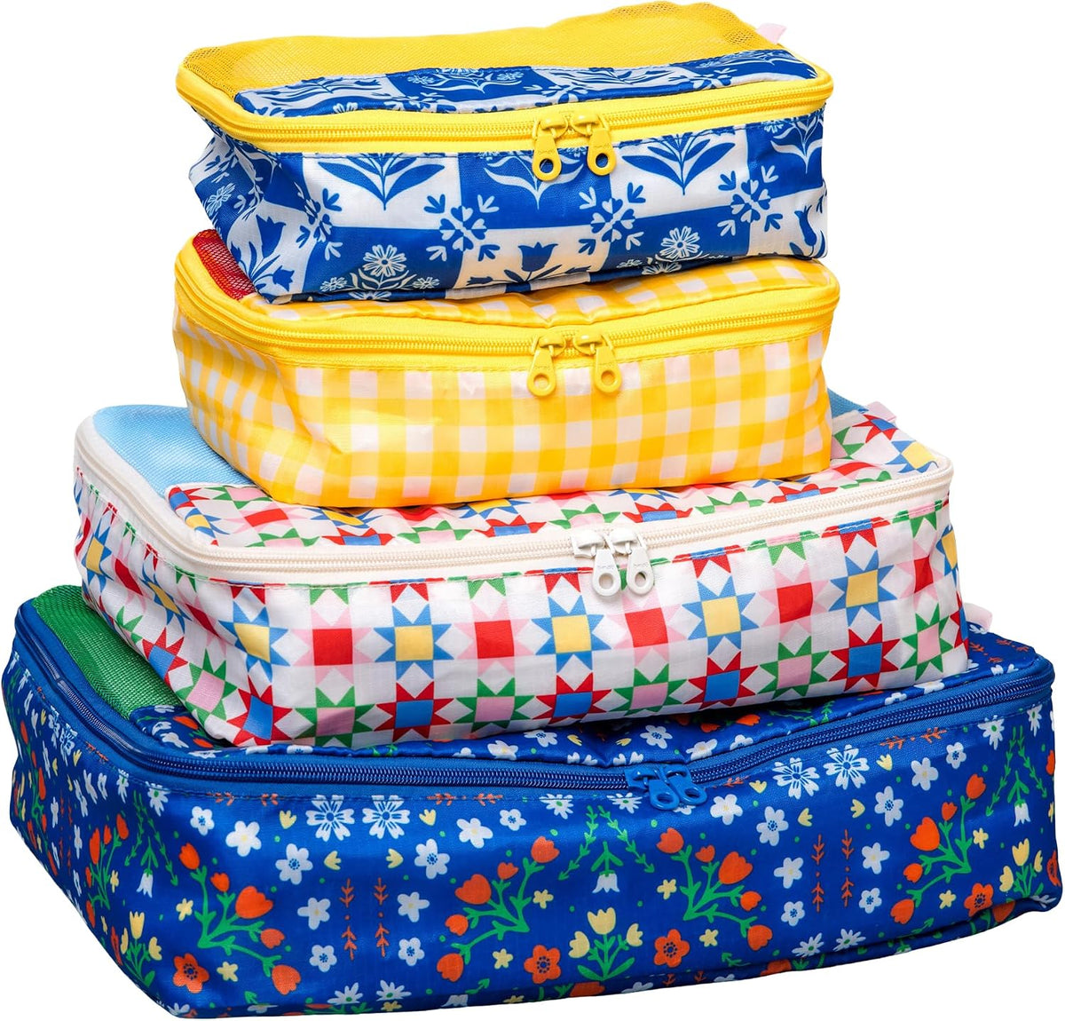 Ban.Do Packing Cubes Set, Blue Scandinavian Floral, 4 Pieces