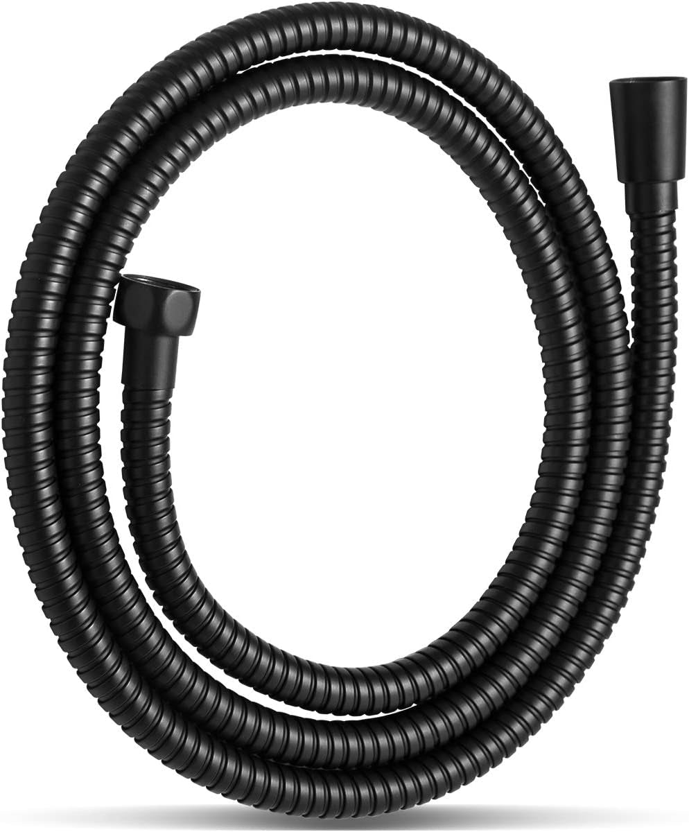 OFFO Shower Hose, Kink Free Stainless Steel Shower Hose Attachment Electroplating Handheld Shower Head Hose Flex Hoses Extension with Brass Insert & Nut for Pet Bathing Cleaning 60 In, Matte Black