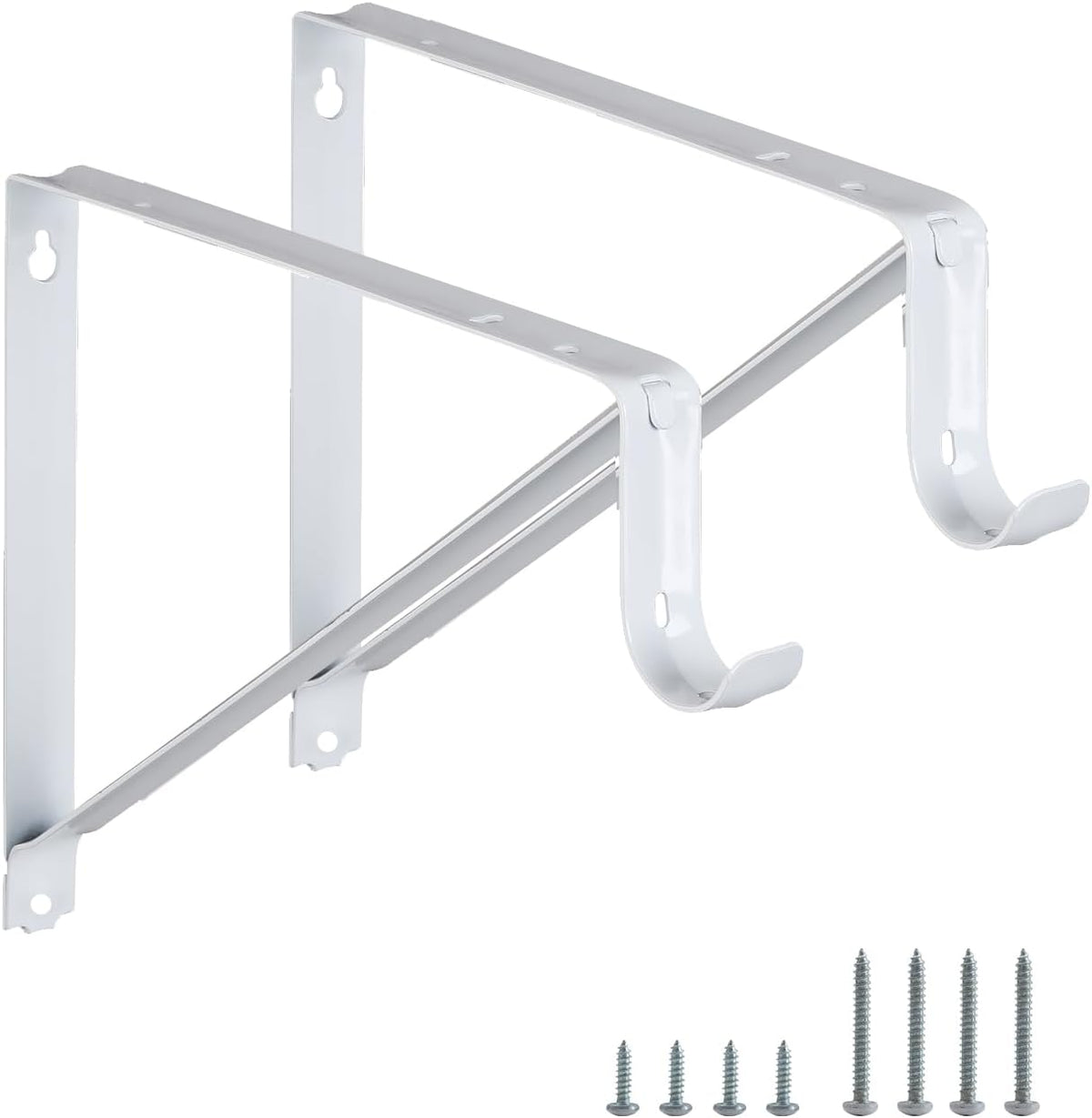 Closet Rod Brackets 11X9.5In, 2 Pack Closet Shelf Brackets, White
