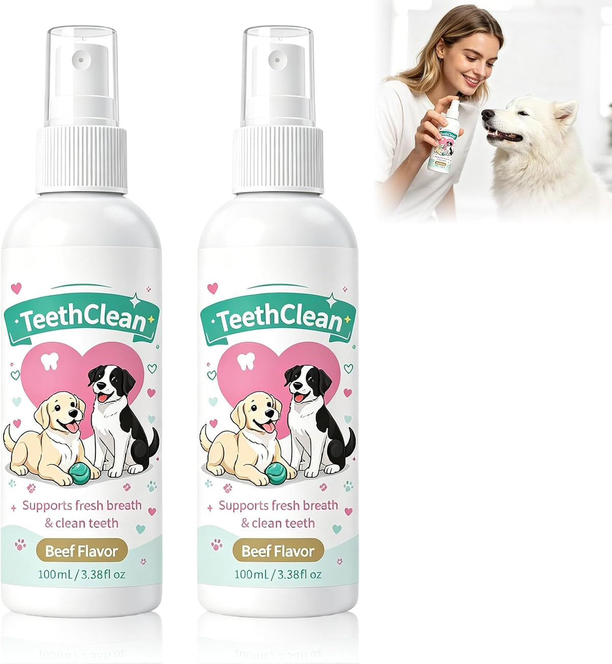 2PC Advanced Dental Spray, Oral Care Pet Dental Spray for Dogs & Cat