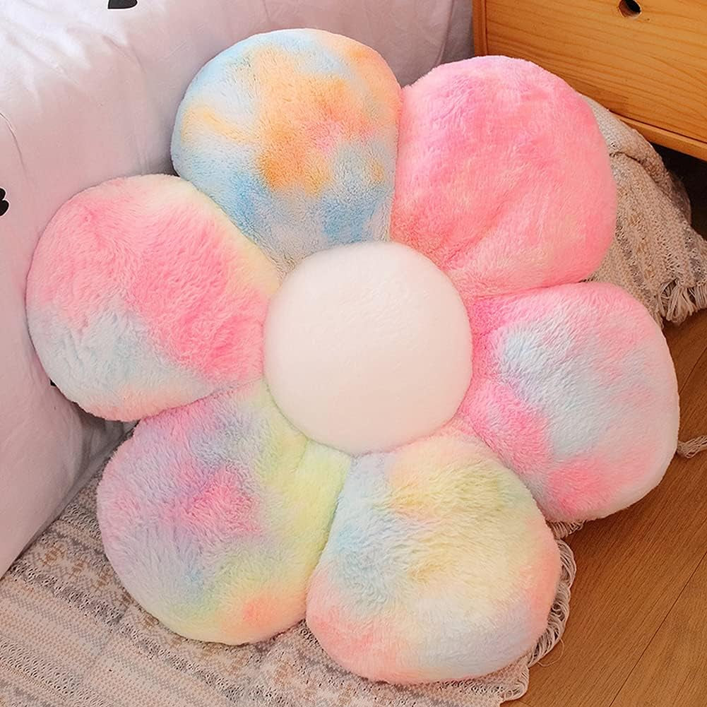 Lannery Flower Plush Throw Pillows, Flower Floor Pillow Seating Cushion Toy for Reading, Room, Watching TV (11.8", Color)