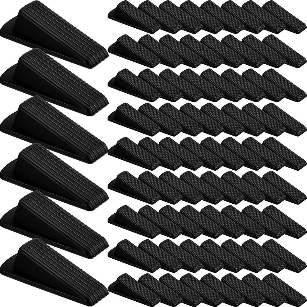 Frienda 72 Pcs Rubber Door Stoppers Wedge, Heavy Duty Bottom Stop, Black
