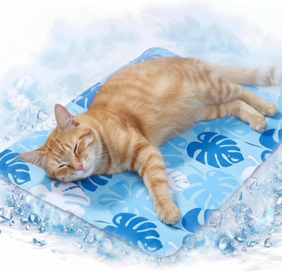 Drydiet Blue Cooling Bed Mat for Cats, Small Dogs, Small Pets, 25.6"X19.7" Thickened Rectangle Pad Anti-Grab Internal Gel without Water Filling, Lightweight, Washable, Playmat for Indoor/Outdoor