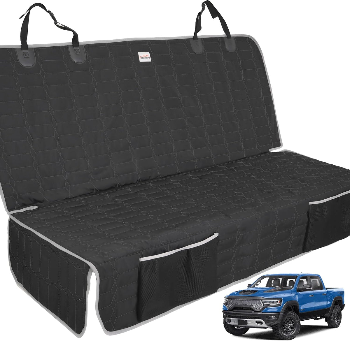 Reliadura Dog Car Seat Cover for Back Seat,Washable Bench Seat Cover for Truck,Waterproof Nonslip Backseat Cover Protector for F150/Ram1500/Gmc Sierra/Chevrolet Silverado,Car Seat Covers for Dogs