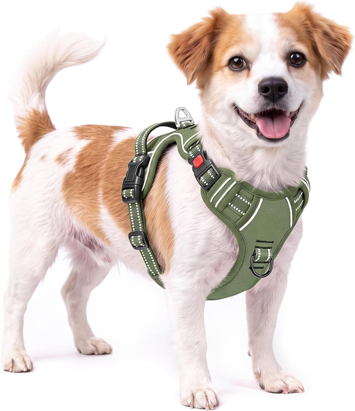 HEELE Dog Harness, Soft Padded, Front Clip Vest with Control Handle Green S