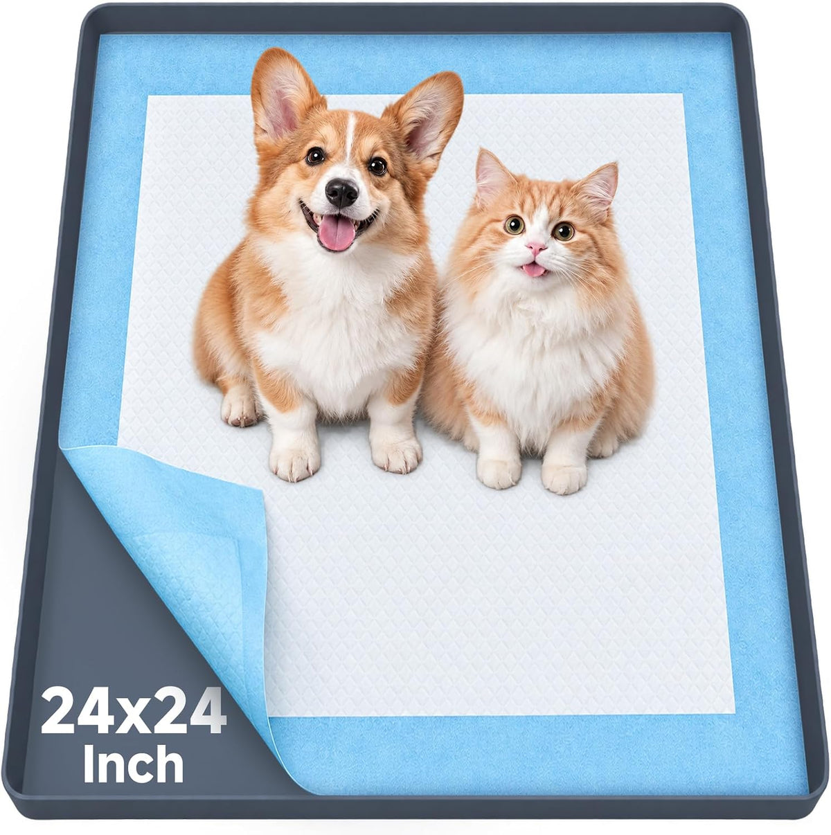 Dog Pee Pad Holder for 24 X 24 Training Pads, Leak-Proof Tray