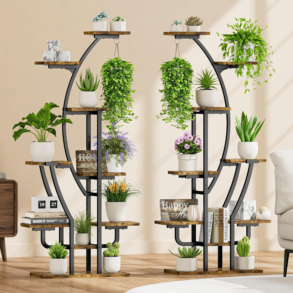 IRONCK 9 Tiered Indoor Plant Stand with Grow Lights, Black