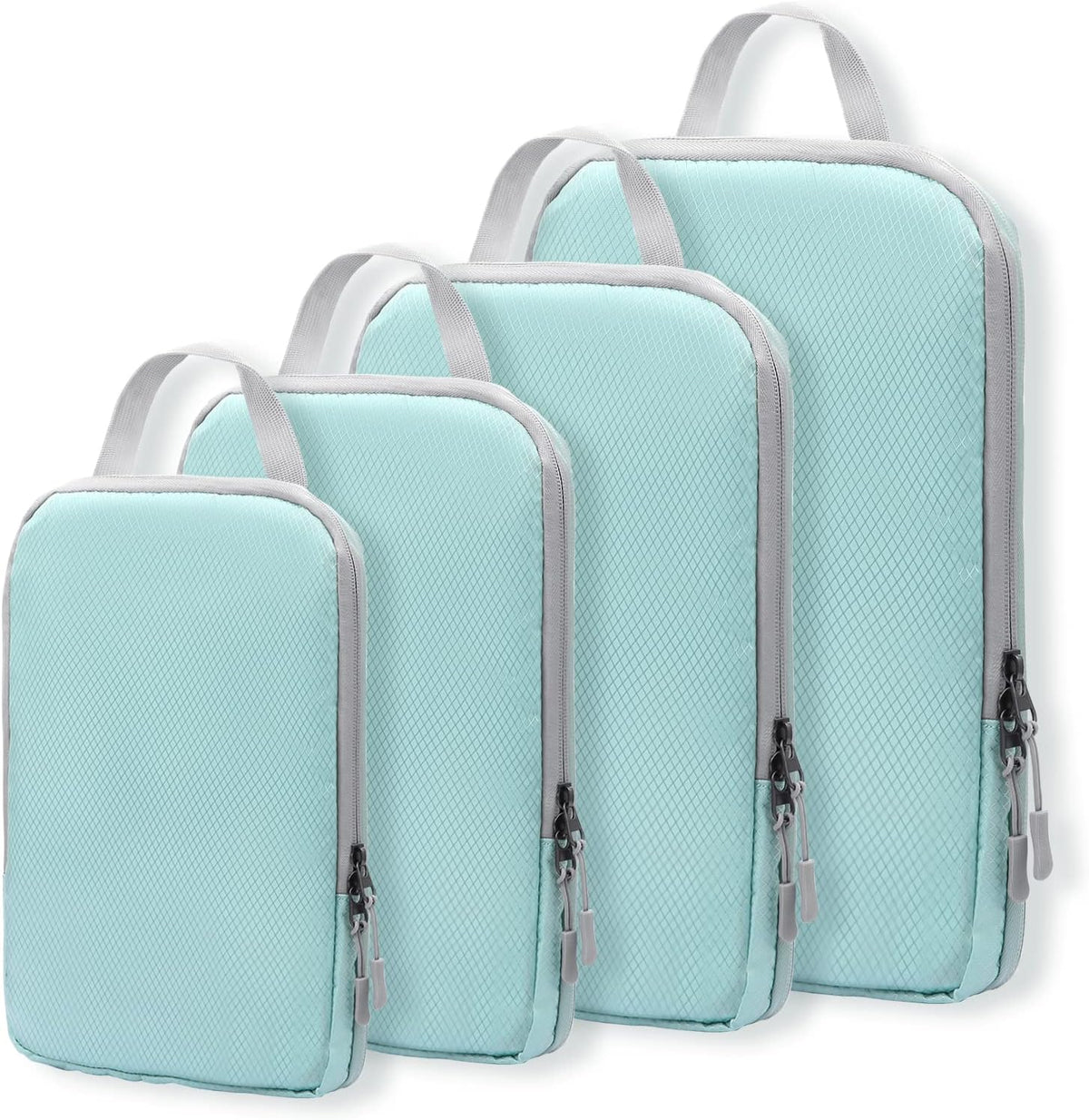 WOOMADA Compression Packing Cubes for Suitcases Travel Essentials 4 Set Expandable Travel Bags Organizer for Luggage(Turquoise)