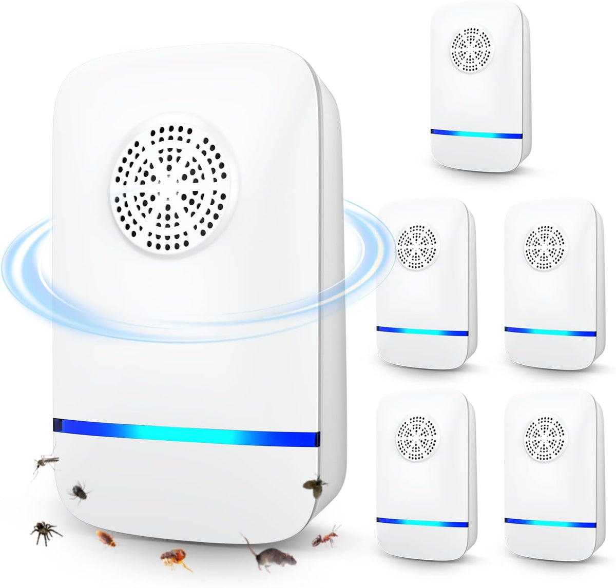 2026 Upgrade Ultrasonic Pest Repeller 6 Pack, Plug-In Indoor Pest Control for Mice, Roaches, Spiders & Other Common Household Pests, Safe for Children & Pets