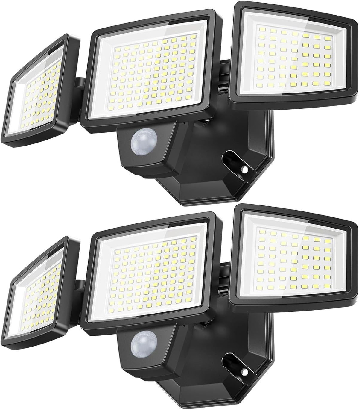 LED Security Lights Motion Sensor Outdoor Lights, 6500K Daylight, IP65 Waterproof, Dusk to Dawn, 3-Head Motion Detected Flood Light for Garage, Yard, Porch, 2Pack