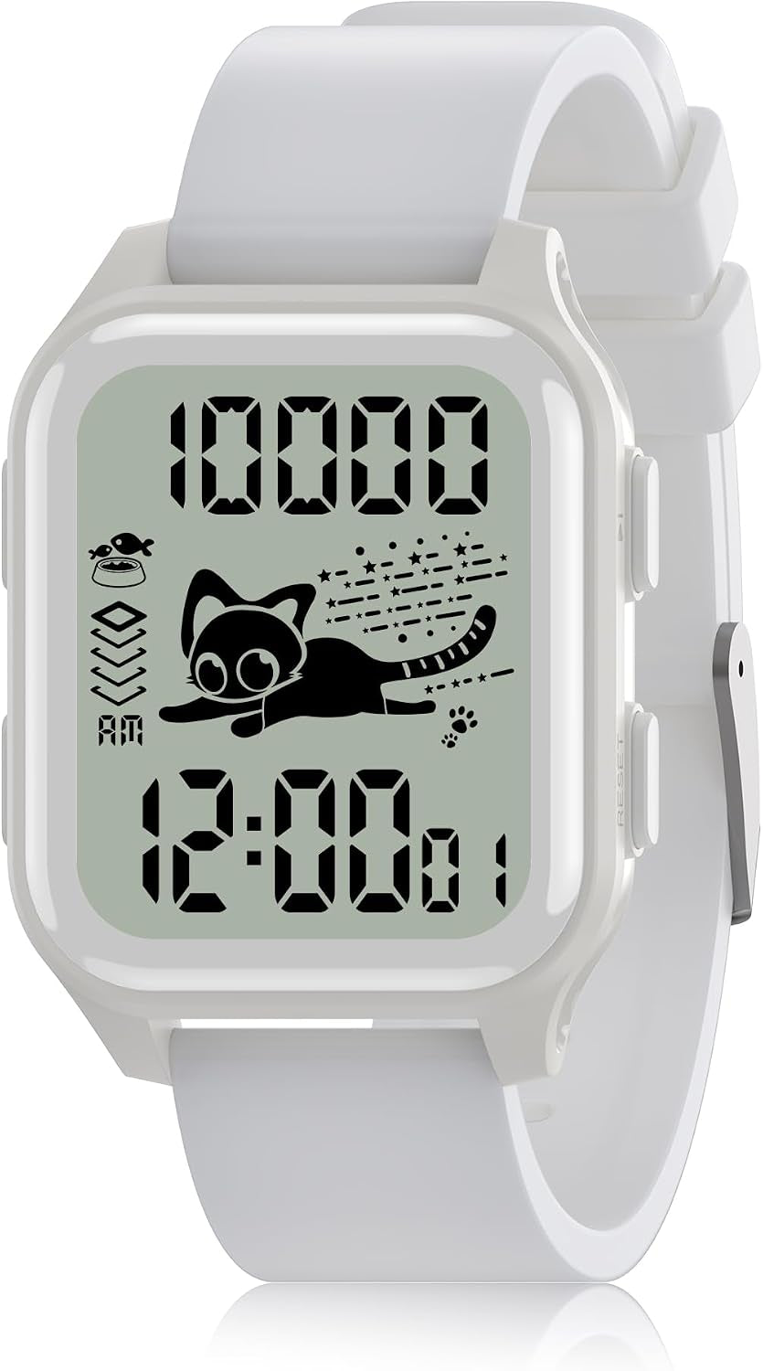 EZON T048 Digital Kids Watch for Teens Girls Boys,Sport Watch with Virtual Pet Cat Step Counter Stopwatch Pedometer Timer Alarm, No App Waterproof Fitness Tracker for Ages 7-18