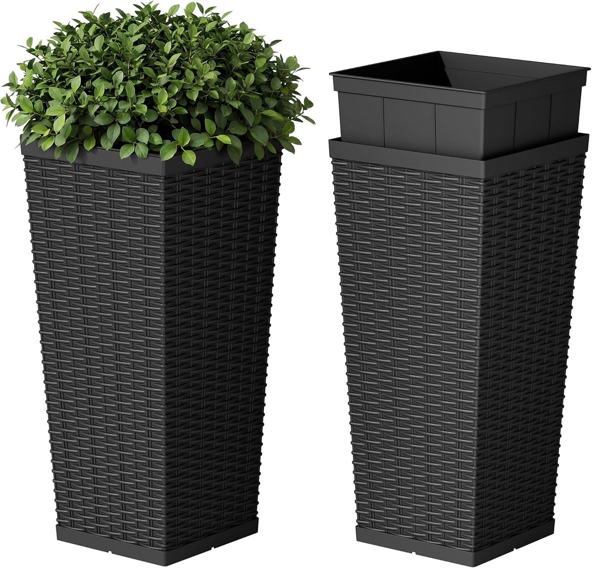 Devoko Resin 24'' Tall Planters, Large Taper Outdoor Planter