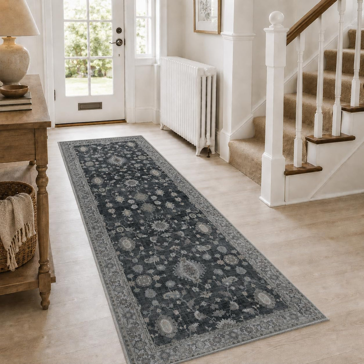GENIMO 2X5 Hallway Runner Rug, Non Slip Machine Washable Boho Runners Grey