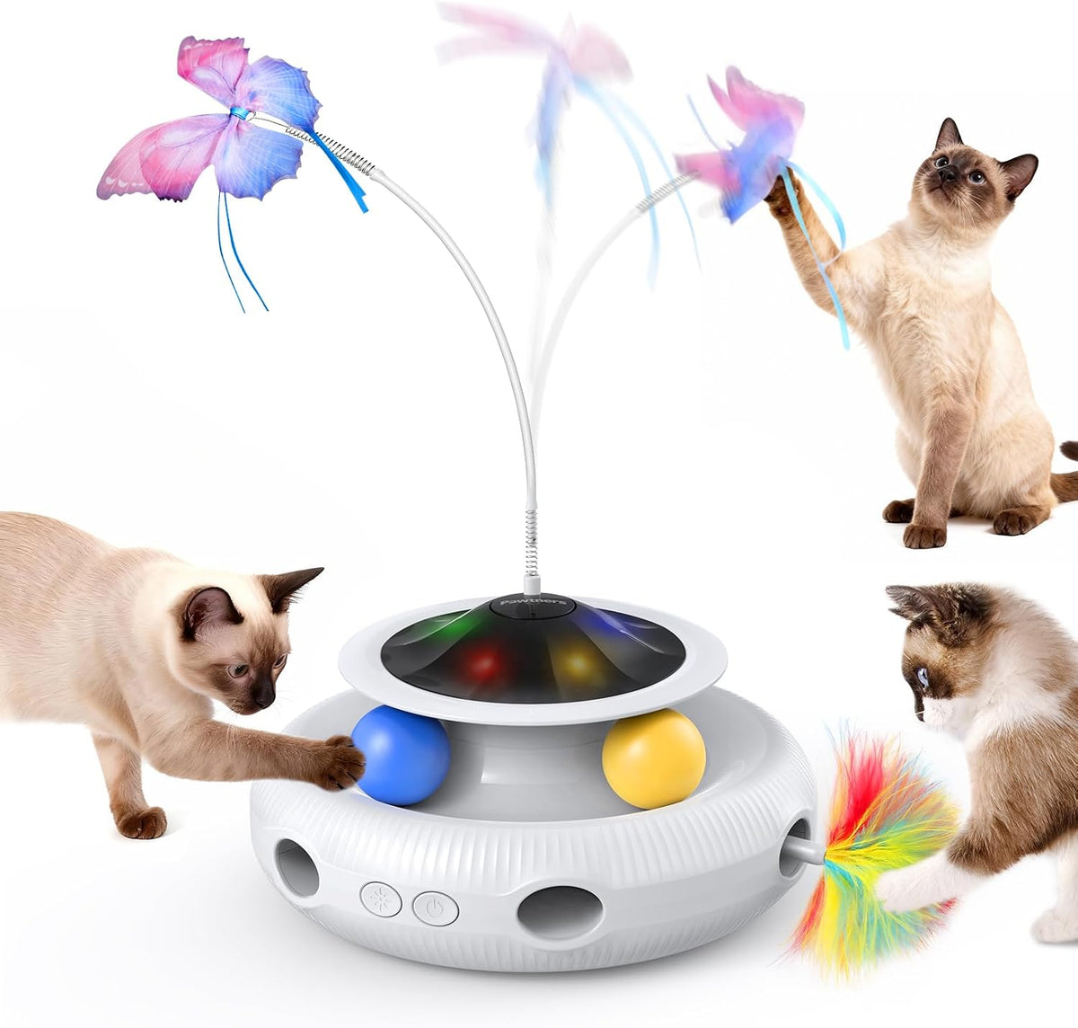 Cat Toys, Automatic Interactive Kitten Toys for Indoor Cats, White