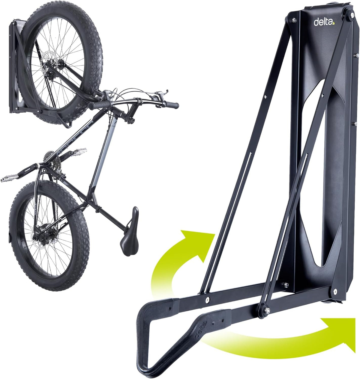 Pivot Bike Storage Rack by Delta Cycle - Bike Rack Garage Wall Mount Swivels to save Space - No Lifting Required Vertical Bike Rack - Indoor Bike Storage Wall Hanger Holds up to 100 Lbs