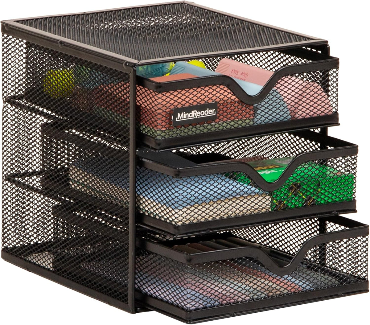 Mind Reader 3-Drawer Desktop Organizer for Small Office Supplies, Black