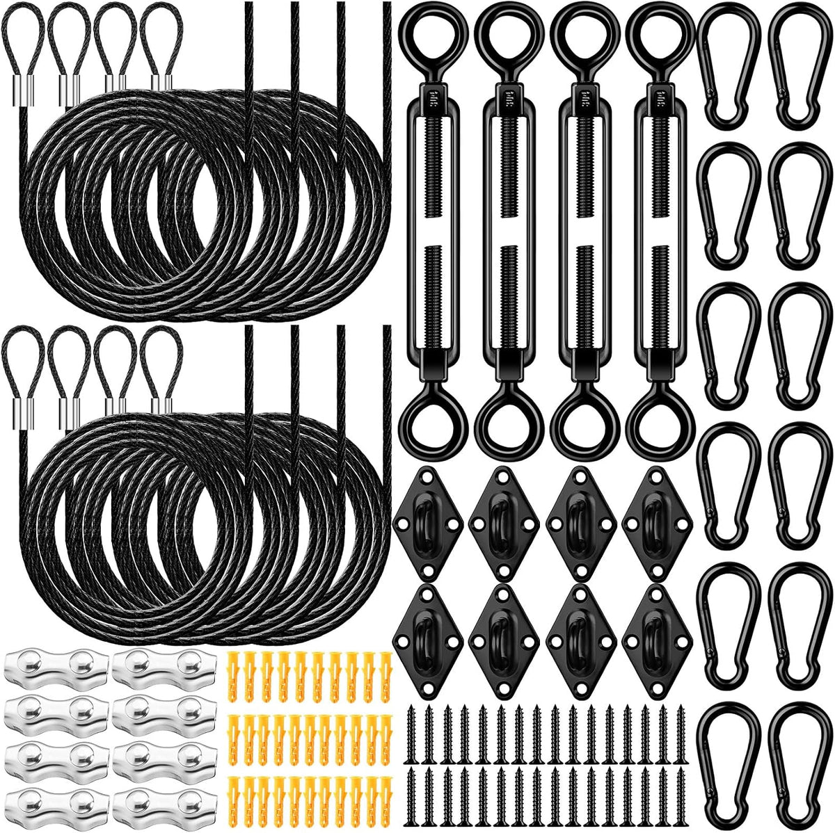 Morningro Sun Shade Sail Hardware Kit,Black,Classic Style