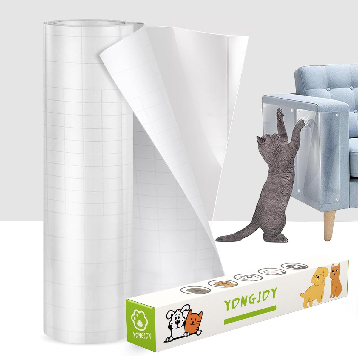 Yongjoy Cat Scratch Furniture Protector, 158" X 11.8" Clear Tape