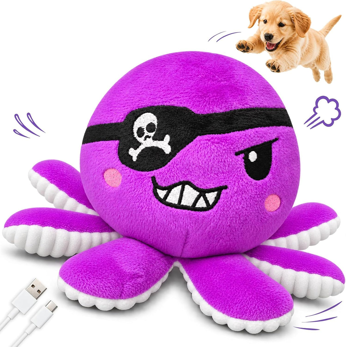 Interactive Moving Dog Toy with Bouncing Ball to Keep Dogs Busy(Purple)