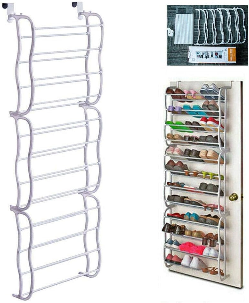 Fancy Buying over the Door Shoe Rack Holder - 36 Pair Shoes Hanging Shelf Storage Shoe Organizer with Hooks