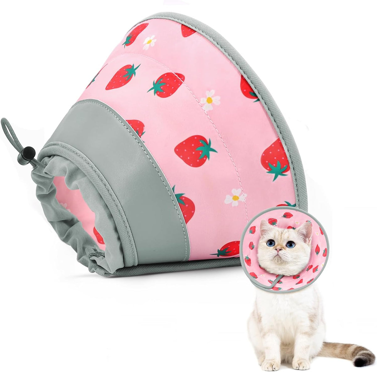 Cat Cone Collar Soft to Stop Licking, Adjustable, Foldable Lightweight Kitten Cones after Surgery Recovery for Cats & Kittens, Cat Cone Alternative, Easy Eating (Pink, S)