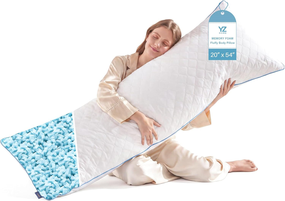 YZ HOME Long Body Pillow for Adults,Firm Body Pillow Shredded Memory Foam