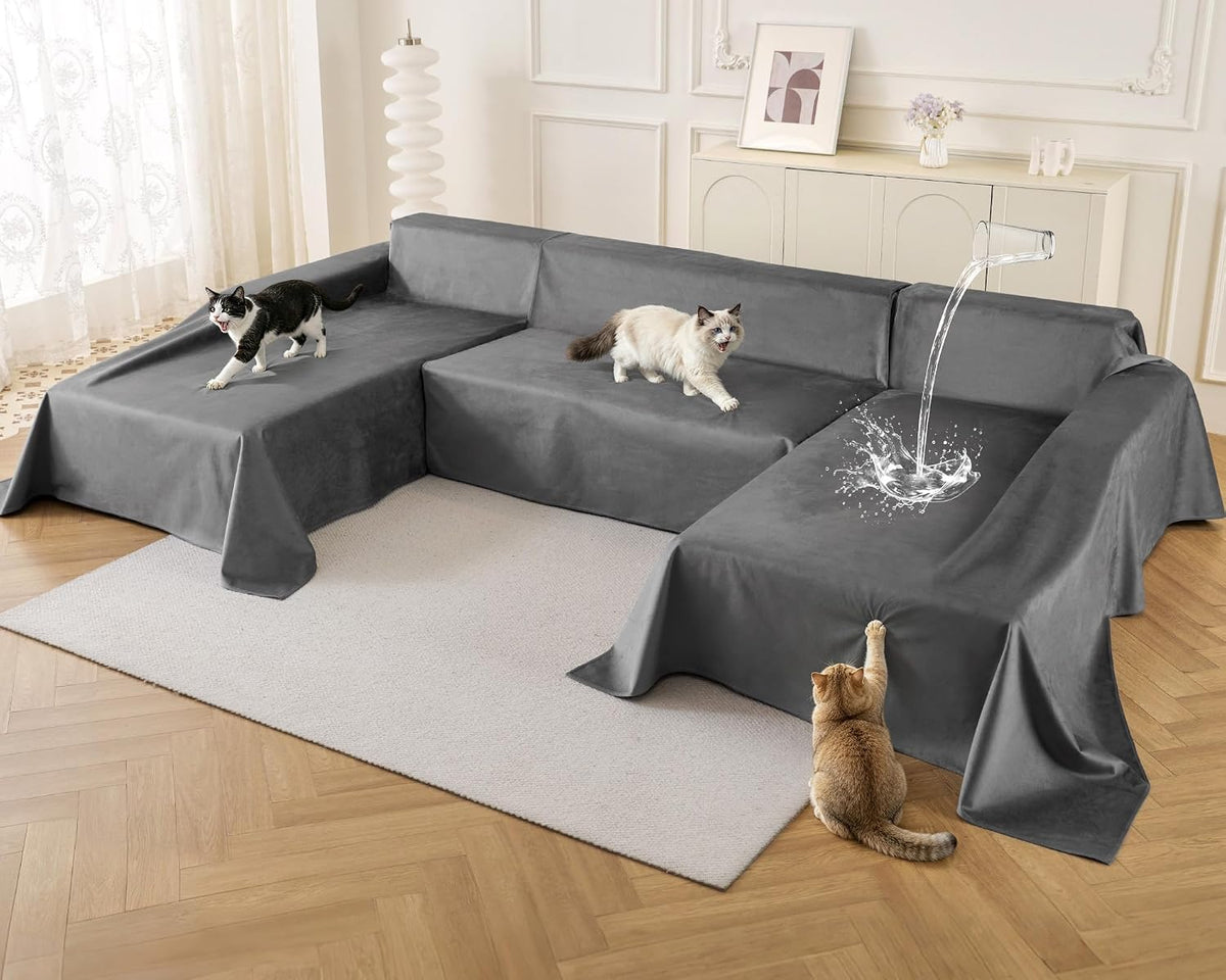 Loiion U Shaped Sectional Couch Cover Waterproof Non Slip Protector