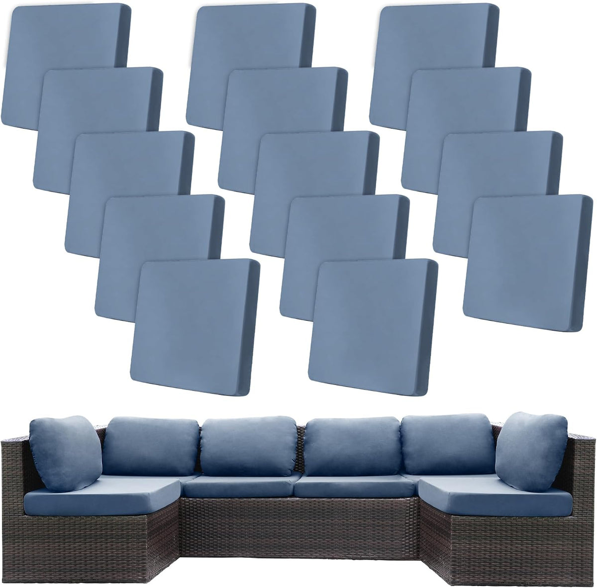 14 Pcs Outdoor Cushion Covers, Patio Sofa Cushion Covers Replacement