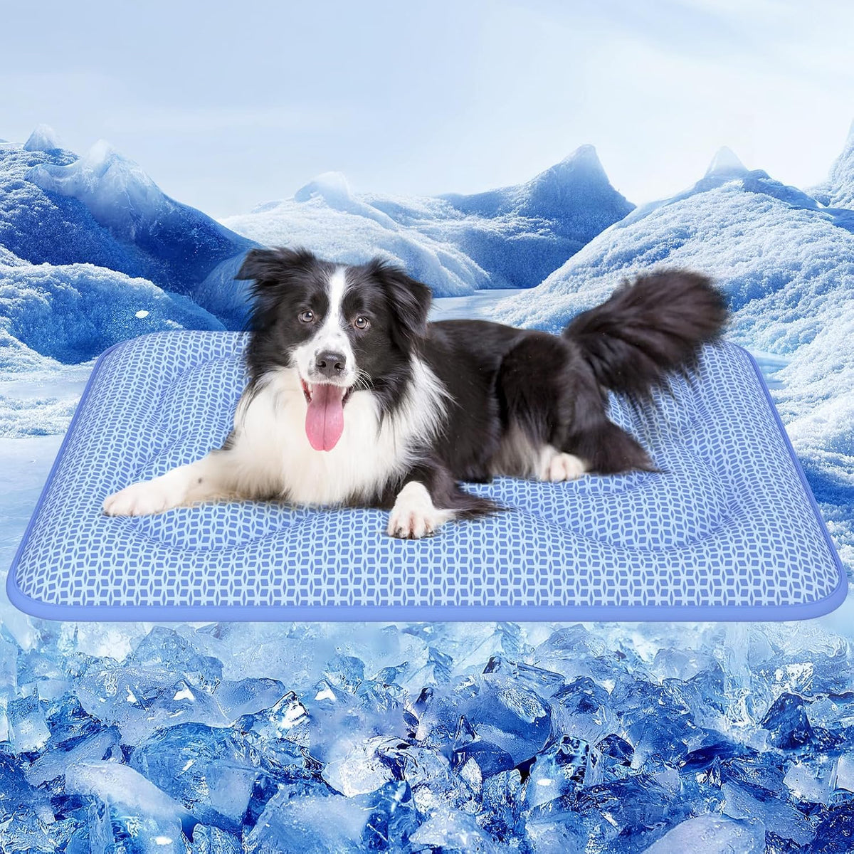 Dog Cooling Mat 44X32In, 5CM Thick Pad Color-Changing&Grs Recycled Material