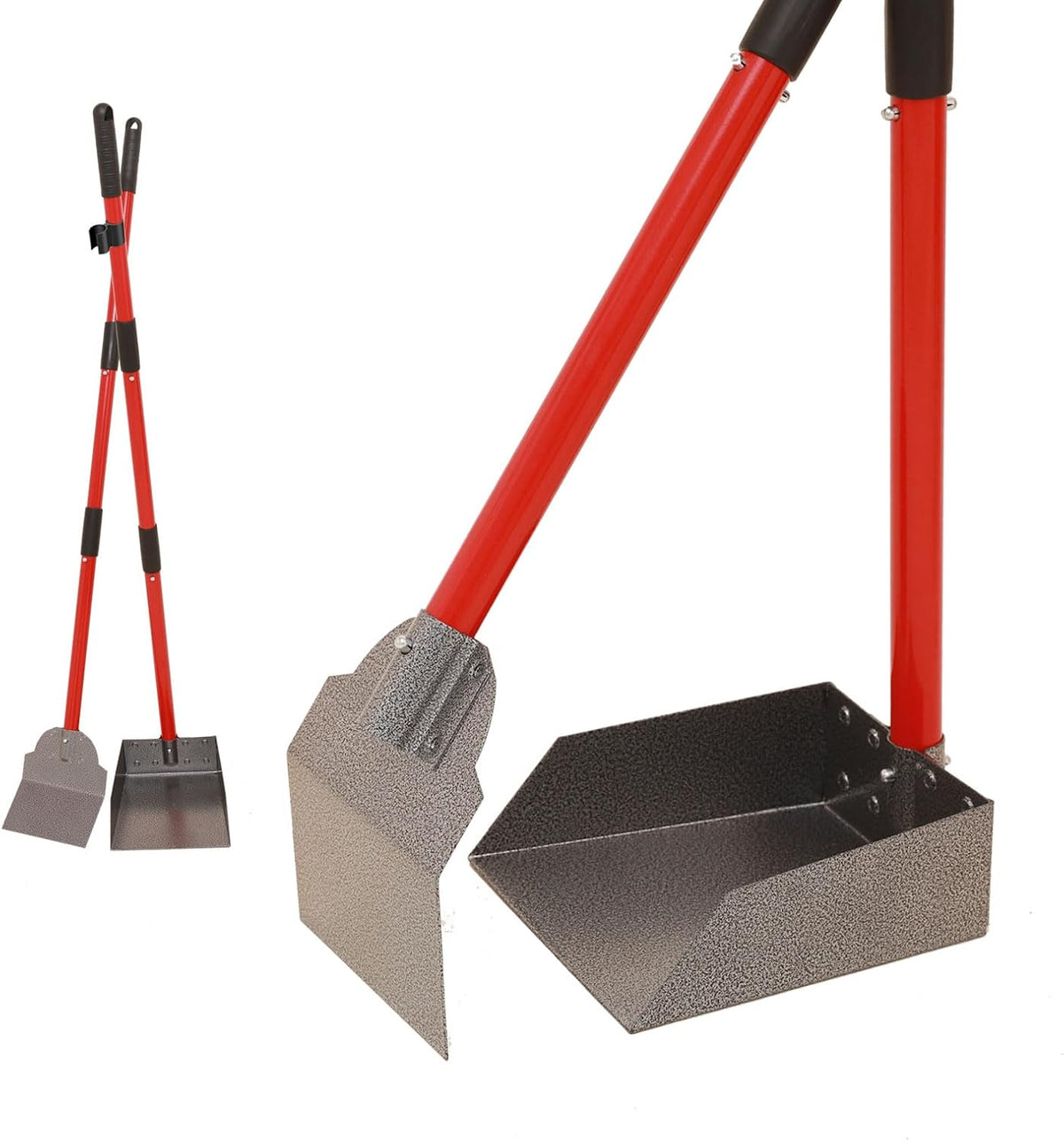 ๐ซ-๐ง๐๐๐ข๐๐๐ง Pooper Scooper - ๐๐๐ฟ๐ฎ๐ฏ๐น๐ฒ & ๐ฆ๐๐๐ฟ๐ฑ๐ Spade&Tray Set with Long Handle,Great for Large Small and Multi Dogs,๐ก๐ผ ๐๐ฒ๐ป๐ฑ ๐๐ผ๐๐ป Easy Cleanup,Use for Yard Grass Gravel Dirt