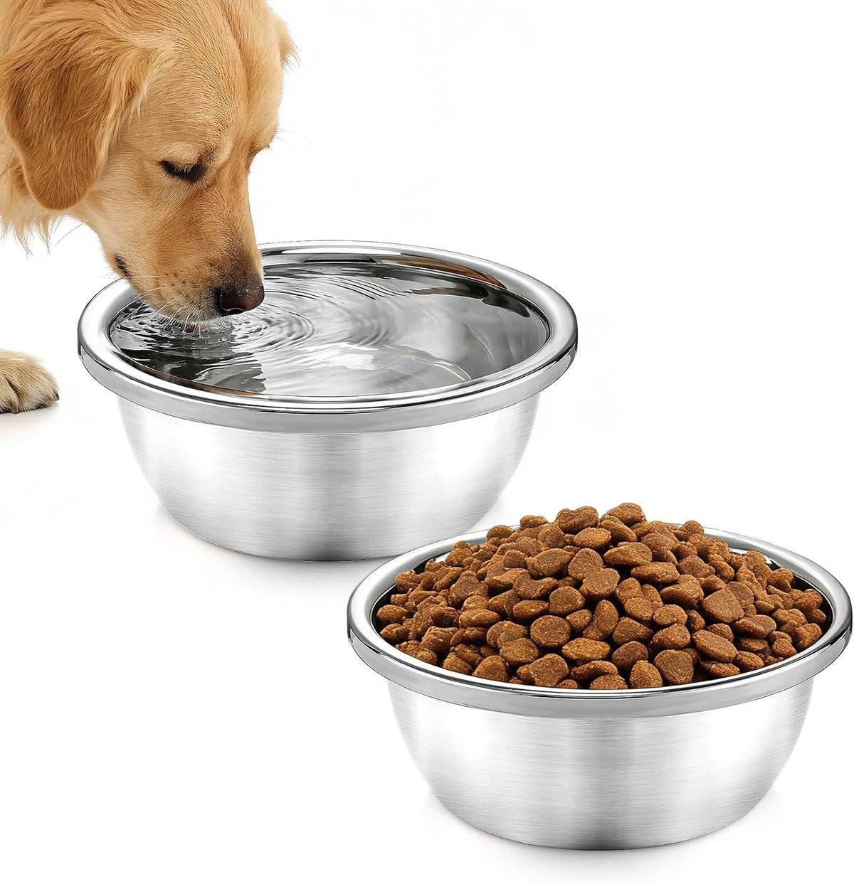 MEWTOGO 2Pcs 1.3 Gallons Stainless Steel Large Dog Water Bowl