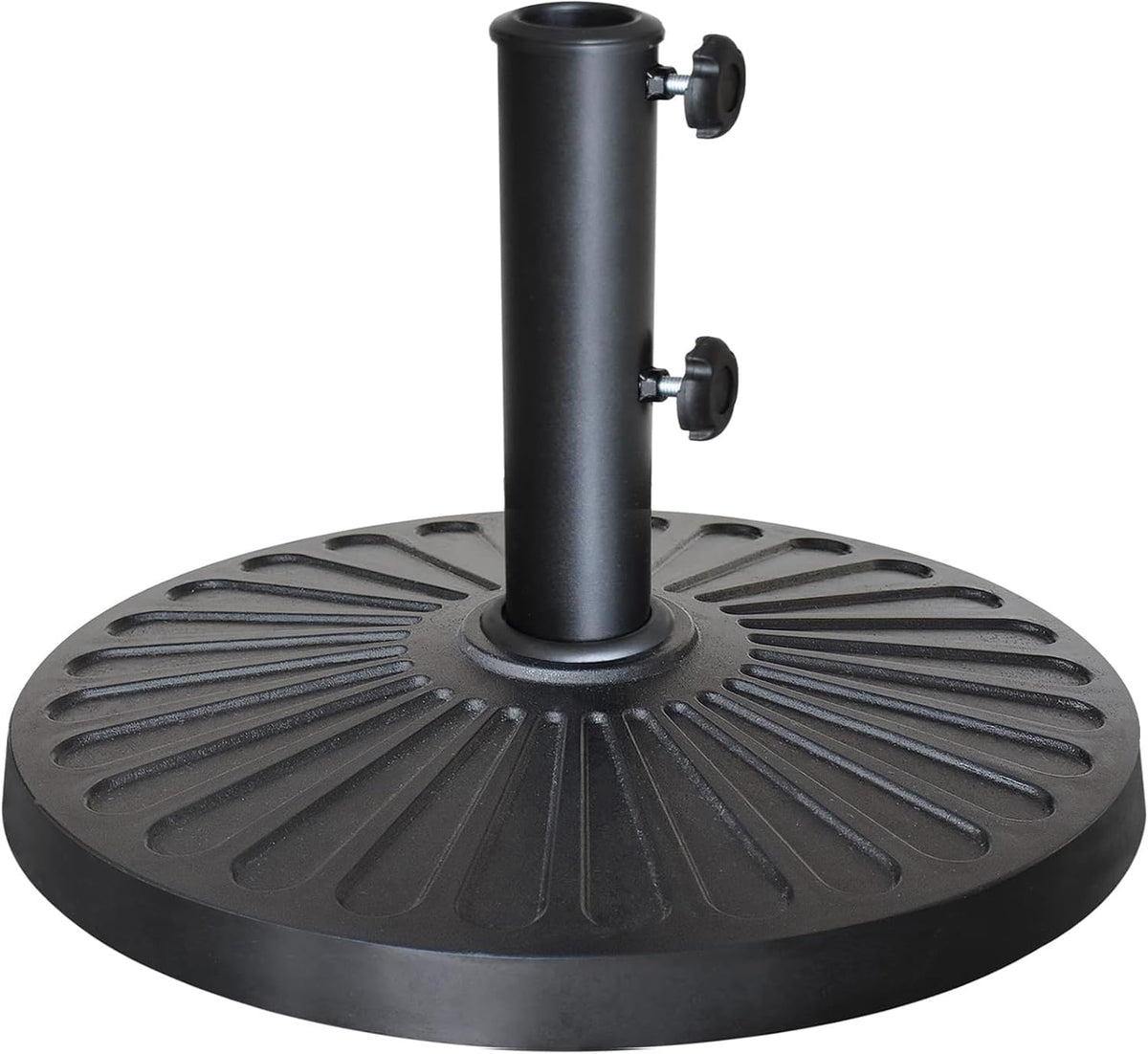 Eliteshade USA 18" Patio Umbrella Base Stand, 30LBS Heavy Duty Cast Resin Outdoor Umbrella Stand Holder with 2 Adjustable Knobs for Garden Table, Rust-Free Large Umbrella Base for Backyard, Deck, Lawn, Poolside Fits 1.5"-1.9" Poles, Black