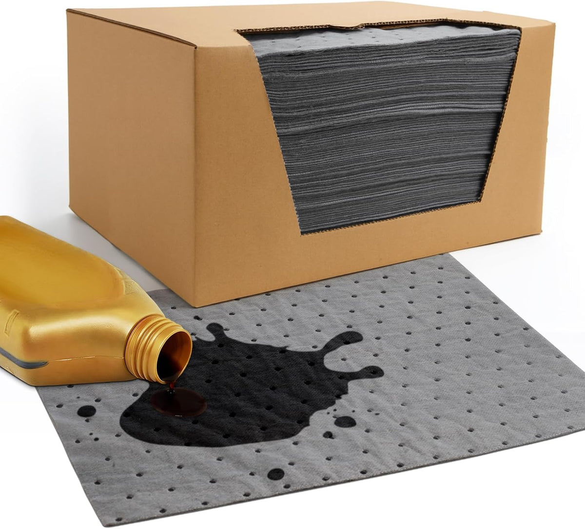 Upgraded 9.8"X13" Oil Absorbent Pads 100 Pack | Absorbs up to 9 Oz per Pad