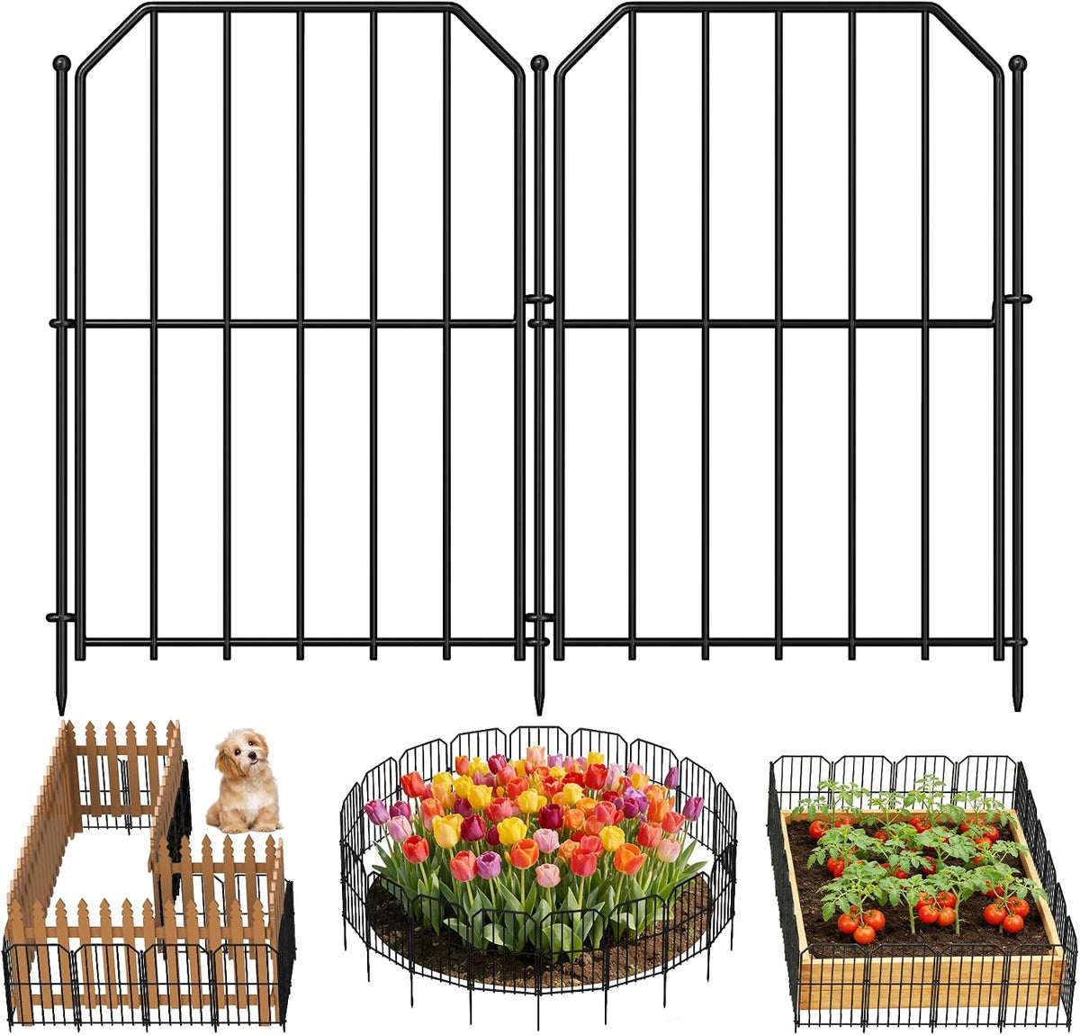 Goovilla Garden Fence, Total 10Ft(L) X 24In(H), 10 Pcs, Rustproof Metal